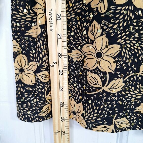 Emily Daniels Orange Black Floral Sequined Blouse Top Sz M - Picture 8 of 10
